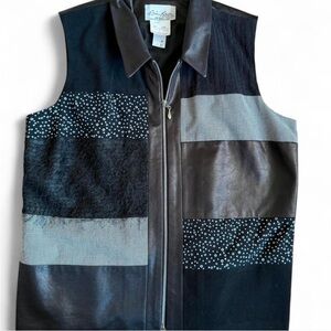 VTG Eric Ryan Patchwork Zip Up Vest Women’s Size Large Artsy Avante Garde 90s